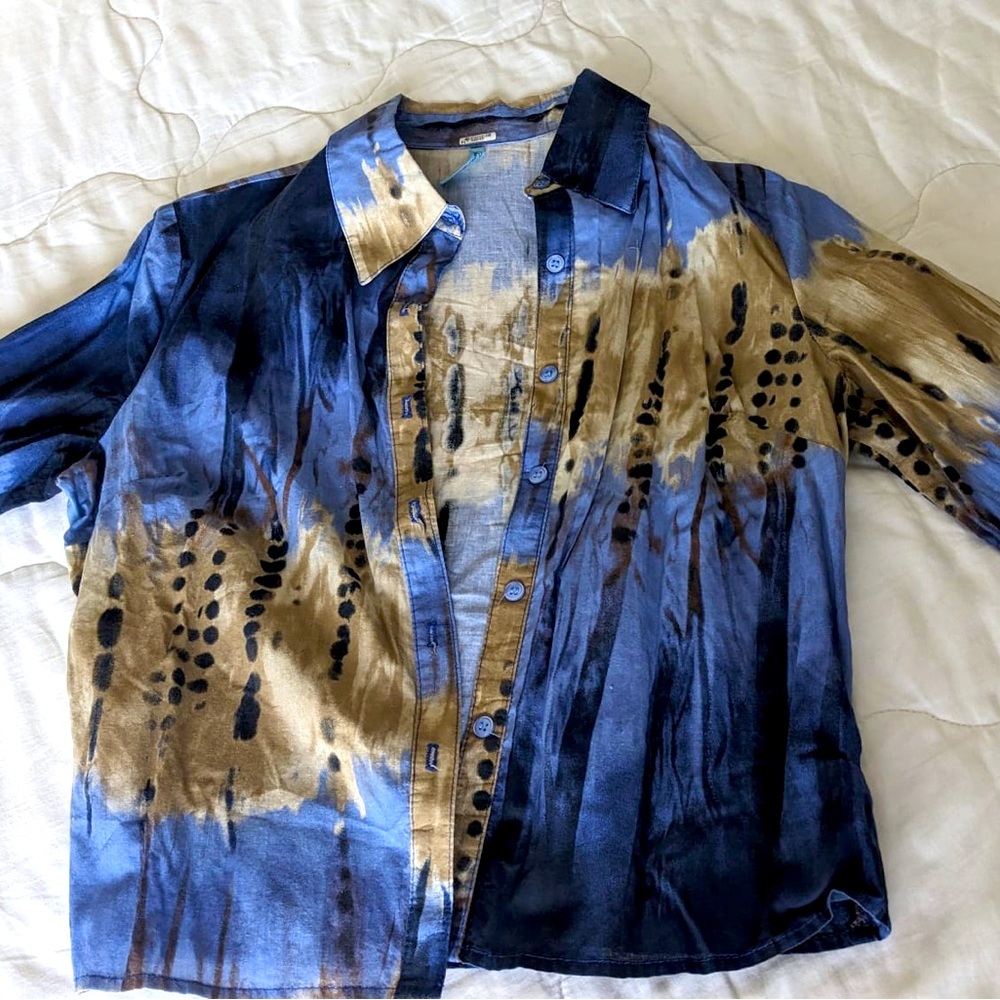 Vintage Bohemian woman’s 3/4 sleeved polo shirt